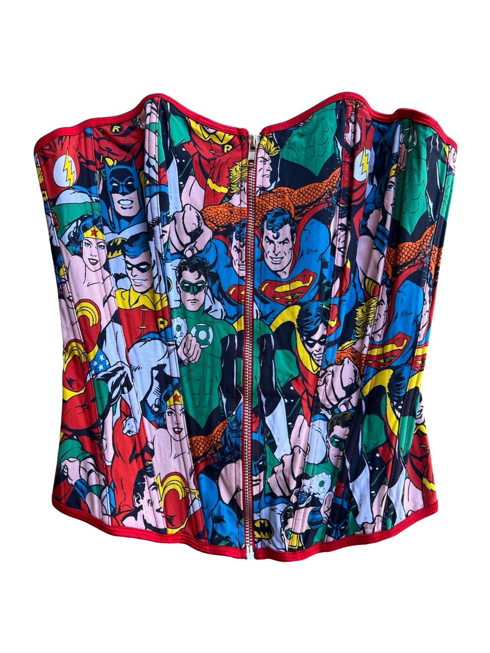 DC COMICS Lace-Up Bustier Corset Retro Super Hero Cartoon Cosplay Top S/M PopArt